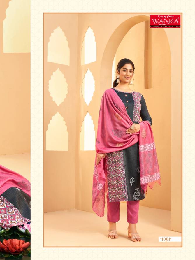 Ajrakh By Wanna Printed Designer Kurti With Bottom Dupatta Wholesale Shop In Surat